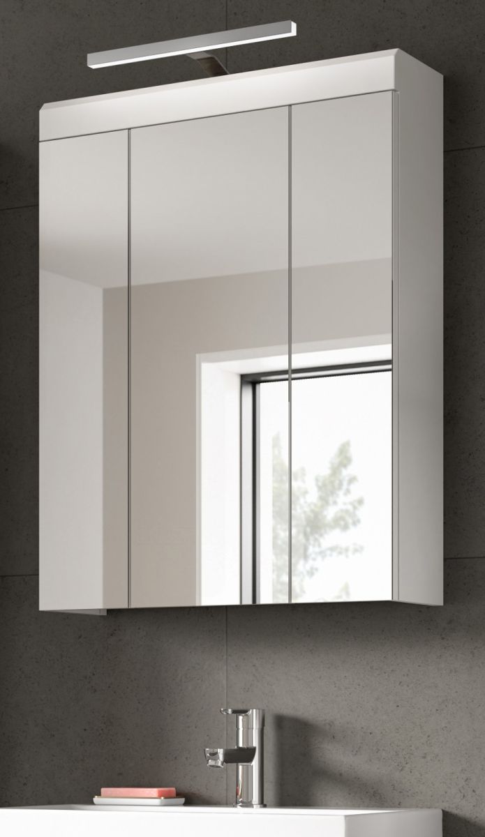 Badezimmer Spiegelschrank Shawn in weiß Hochglanz 60 cm