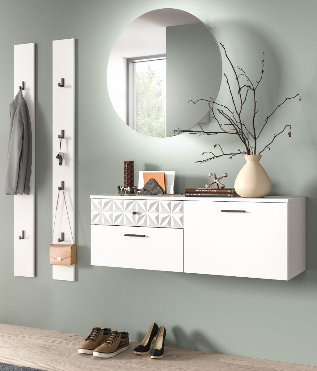 Garderobe Set Relief in weiß Hochglanz 172 cm
