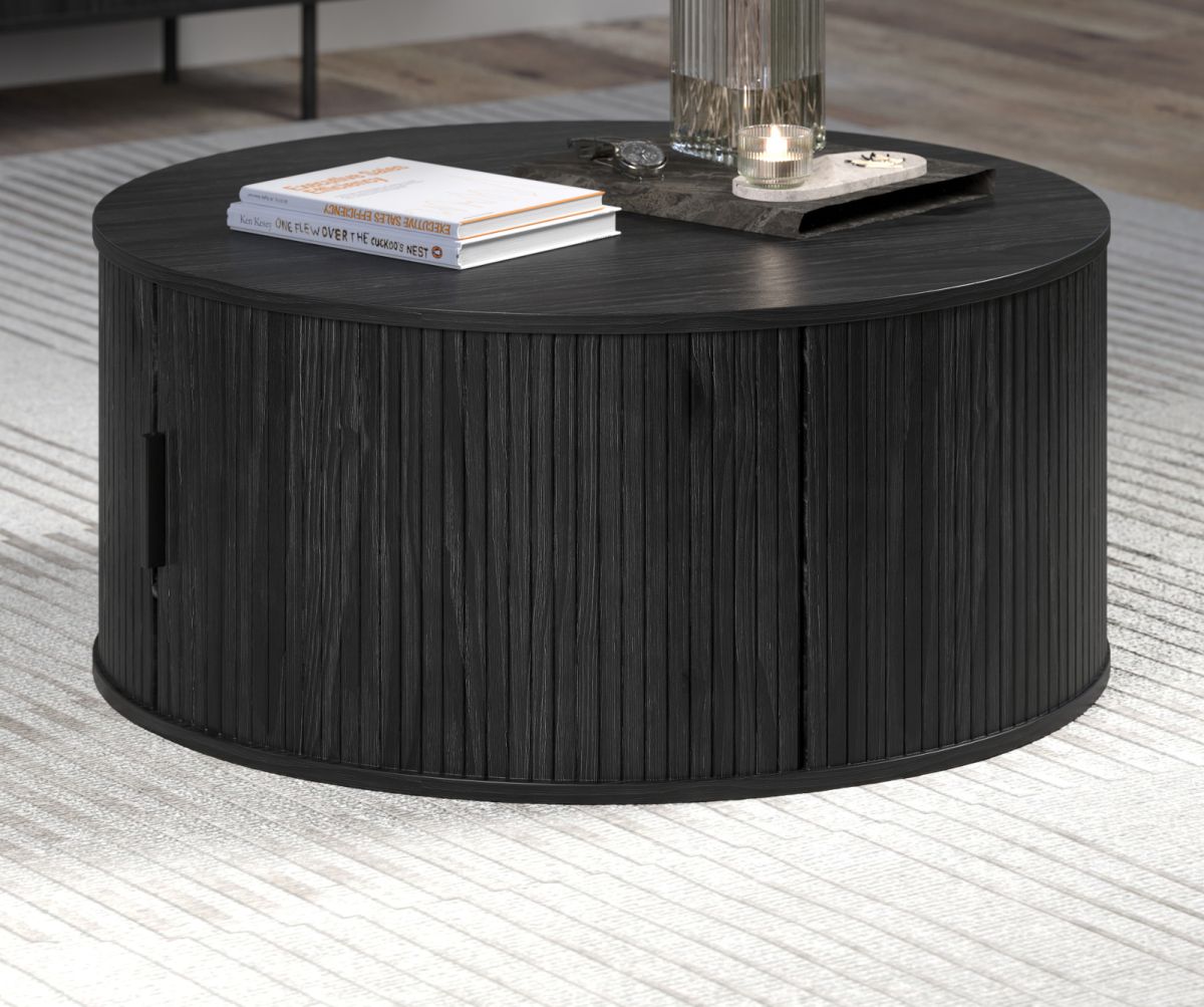 Couchtisch Ronin in Esche schwarz rund 80 cm