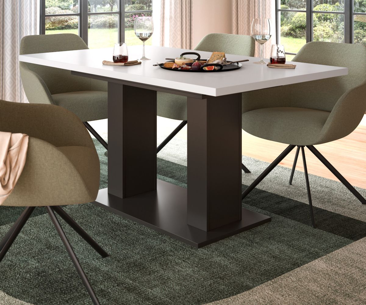 Esstisch Home-X in weiß und grau ausziehbar 150 - 190 cm