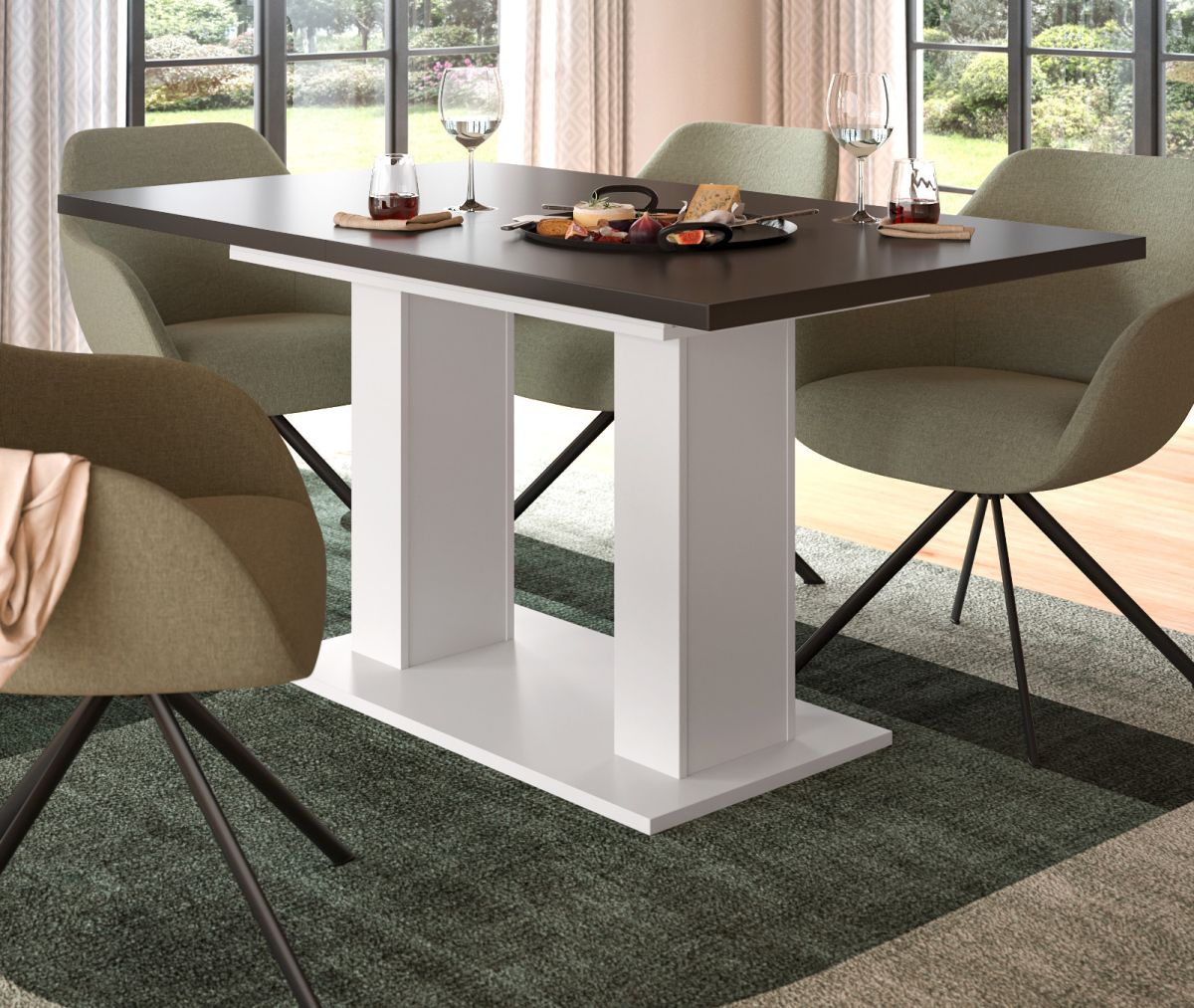 Esstisch Home-X in grau und weiß ausziehbar 150 - 190 cm