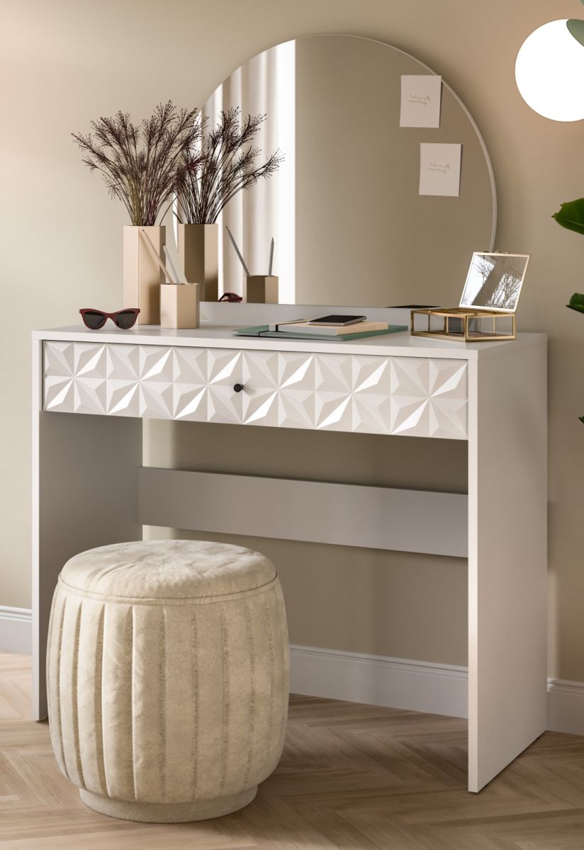 Schminktisch Relief in weiß Hochglanz 90 cm