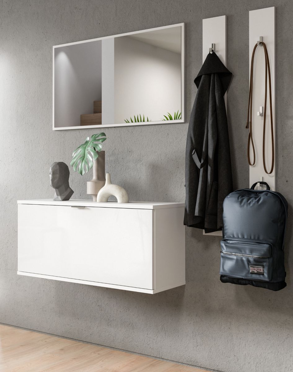 Garderobe Set 4-teilig SystemX in weiß Hochglanz 147 cm