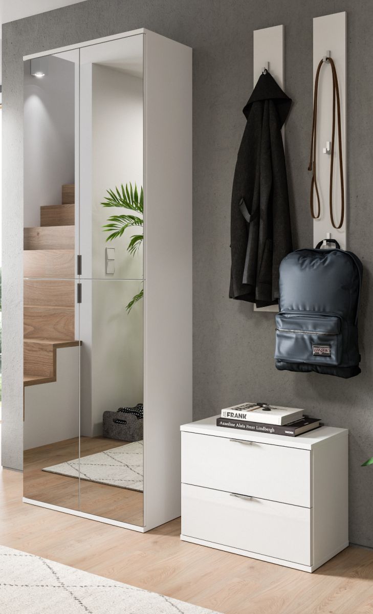 Garderobe Set 4-teilig SystemX in weiß Hochglanz 128 cm