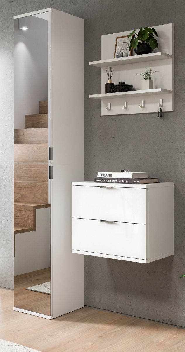 Garderobe Set 3-teilig SystemX in weiß Hochglanz 97 cm