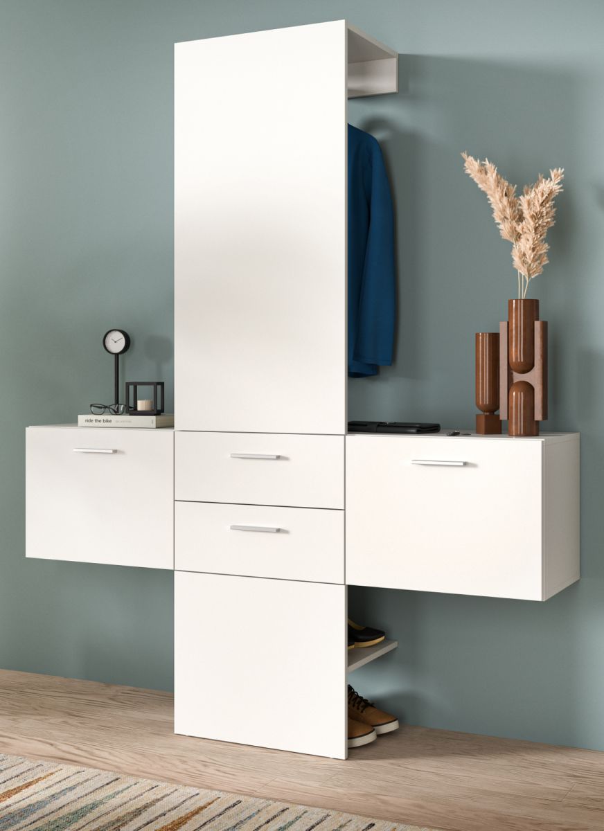 Garderobe Set Carry in weiß 156 x 190 cm