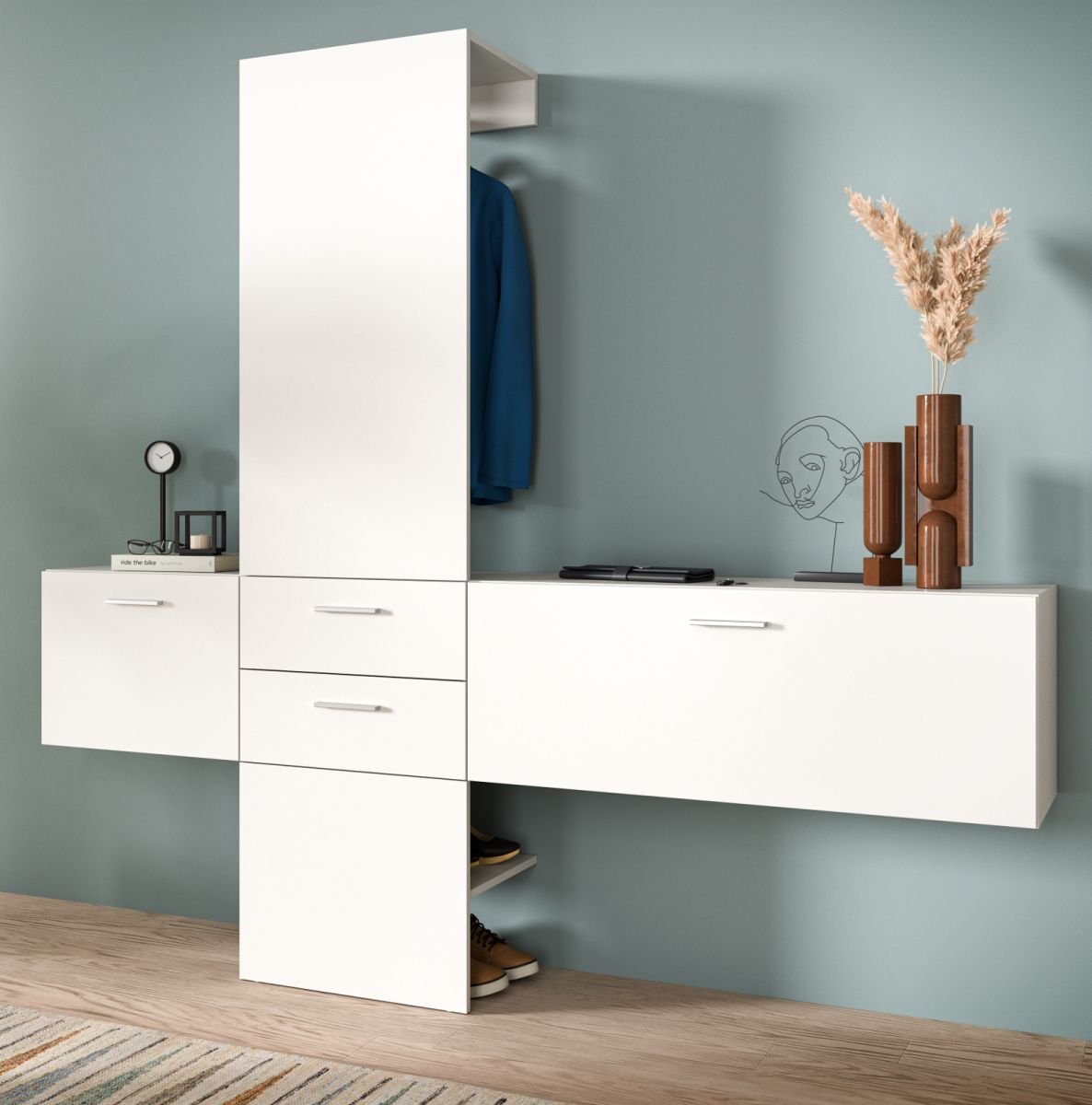 Garderobe Set Carry in weiß 208 x 190 cm