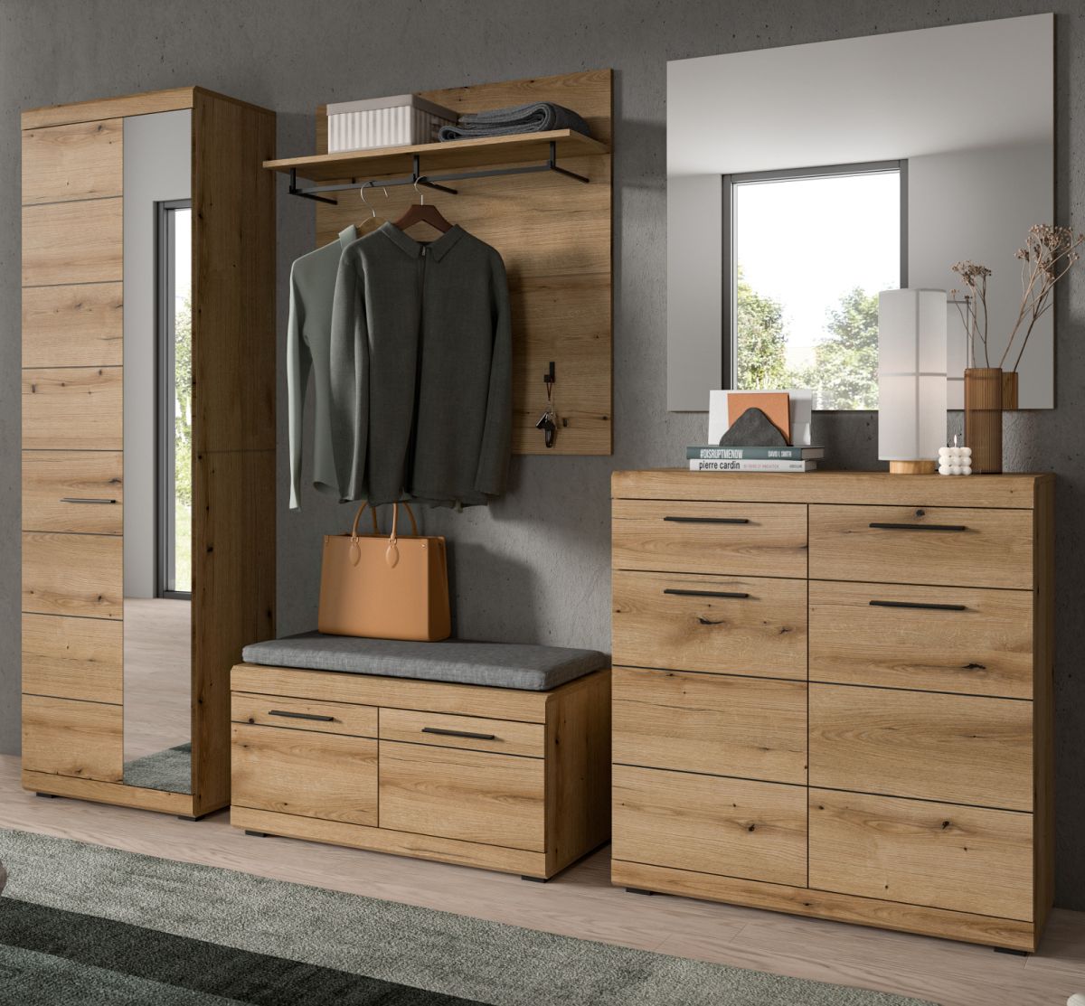 Garderobe Set 5-tlg. Shawn in Evok Eiche 272 cm