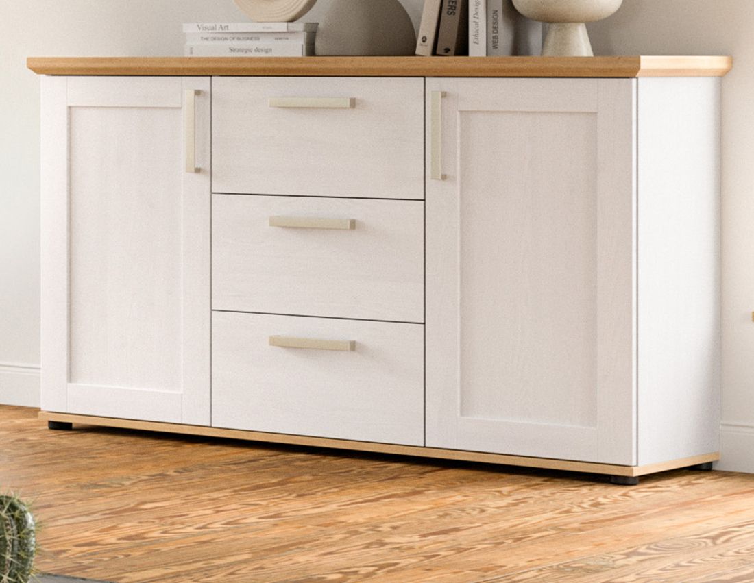 Sideboard Mirano in weiß Lärche Landhaus 129 cm