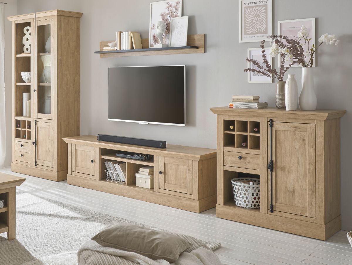 Wohnwand Dorset in Eiche Gold 424 x 214 cm