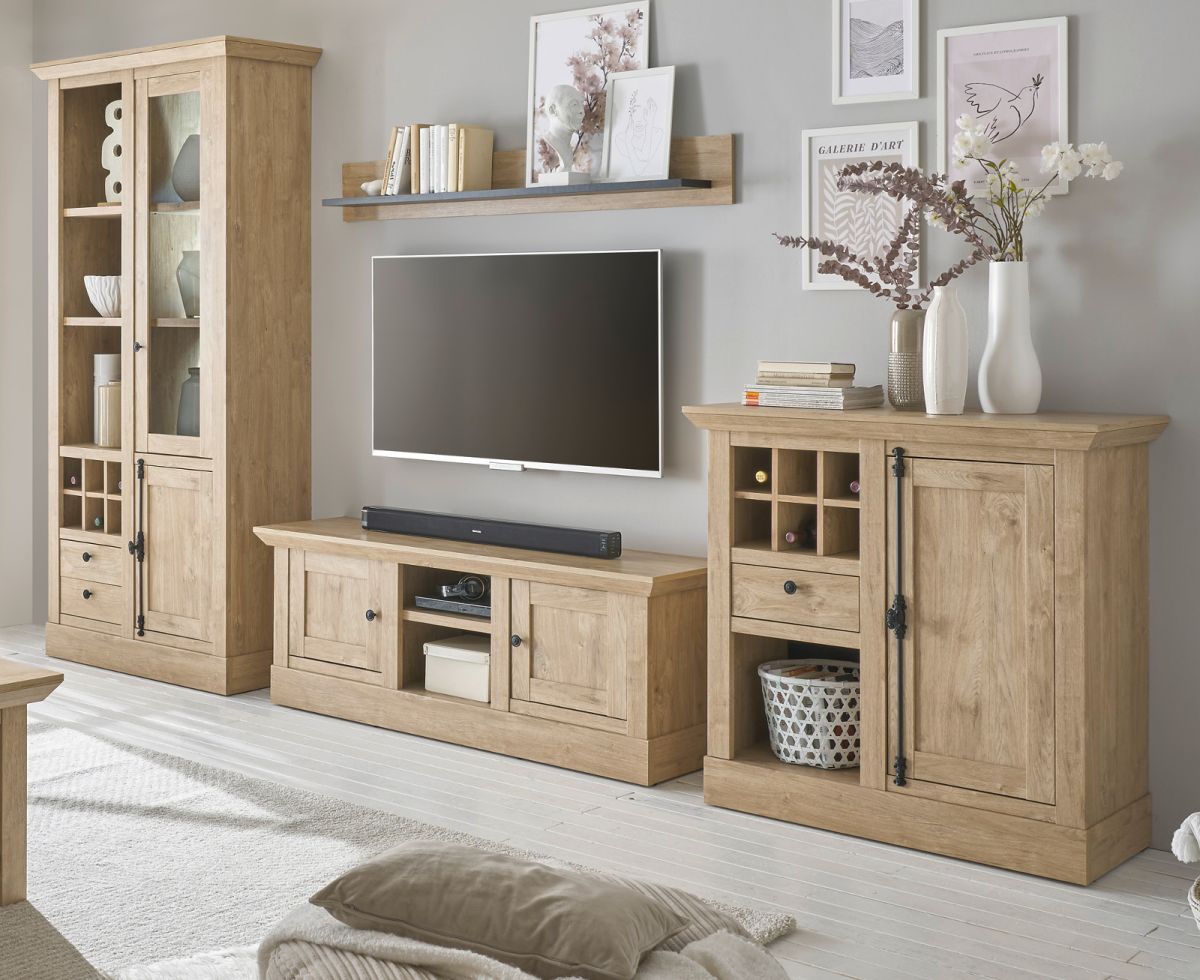 Wohnwand Dorset in Eiche Gold 382 x 214 cm