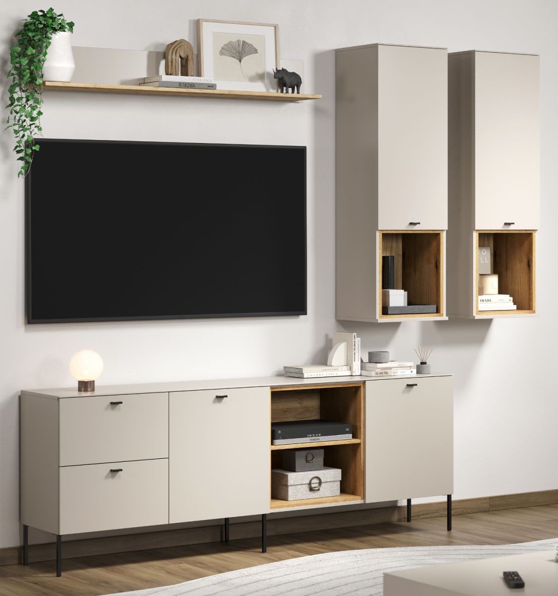 Wohnwand Sao Paulo in Sand und Eiche 250 cm