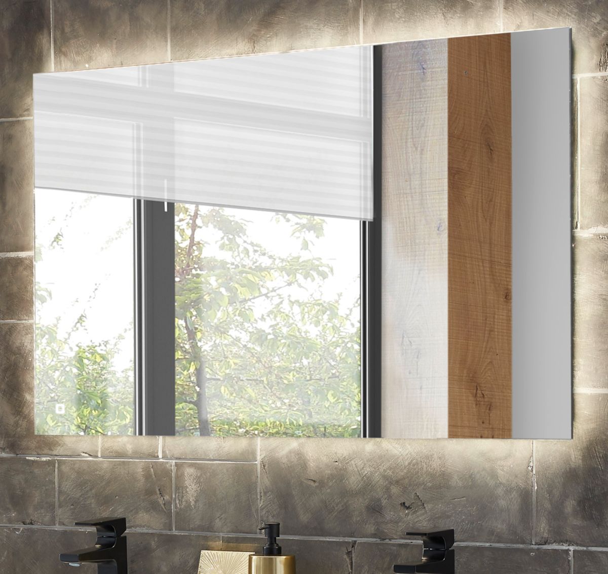 Badezimmer Spiegel Glide mit LED Beleuchtung 100 cm