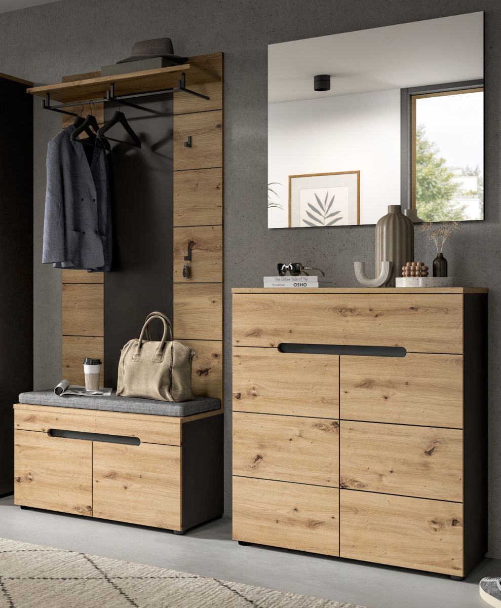 Garderobe Set 4-tlg. Cooper in Eiche und grau 175 cm