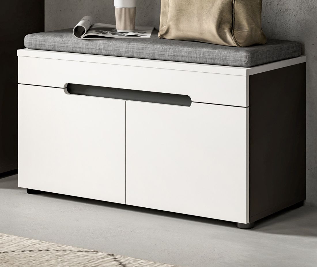 Garderobe Sitzbank Cooper in weiß und grau 80 cm