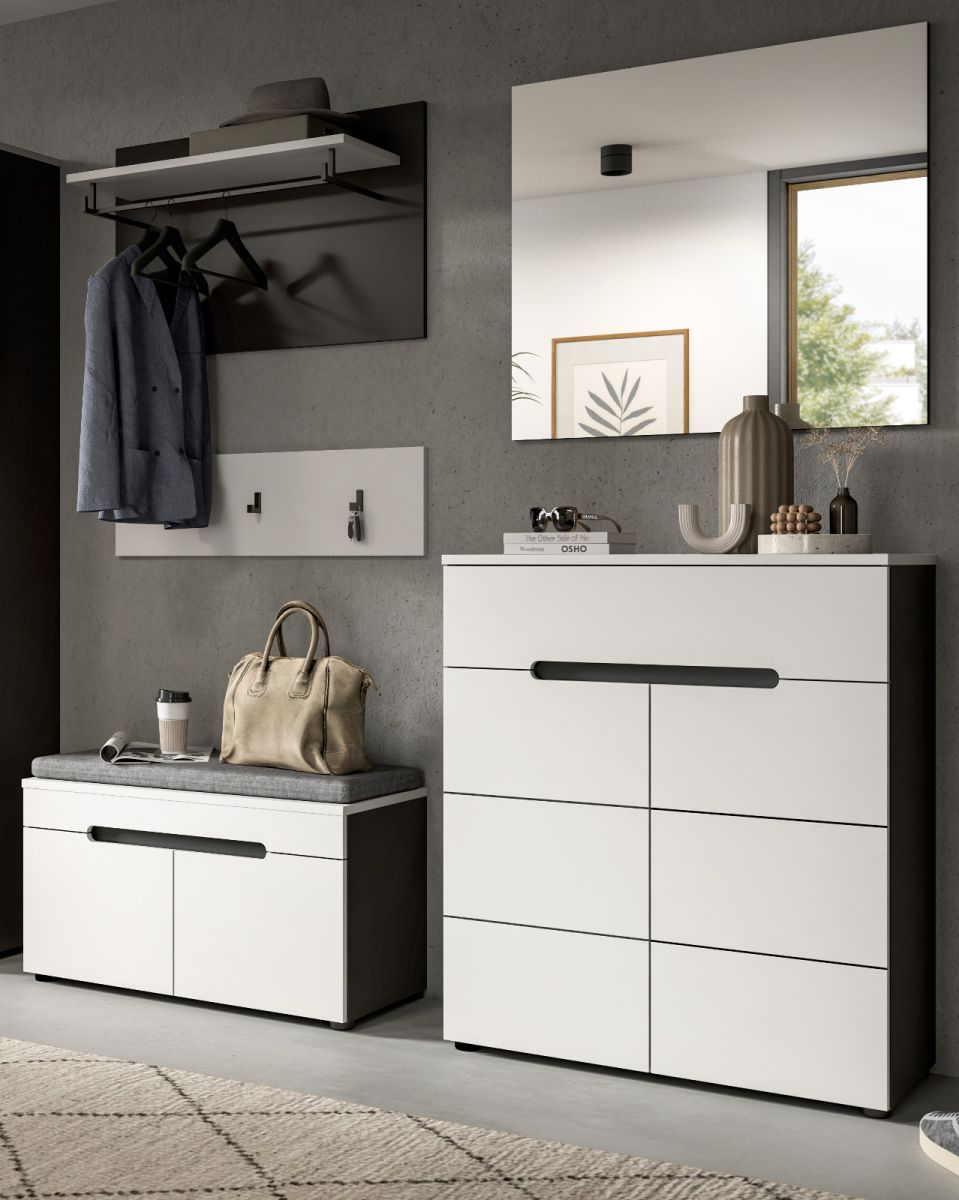 Garderobe Set 5-tlg. Cooper in weiß und grau 175 cm