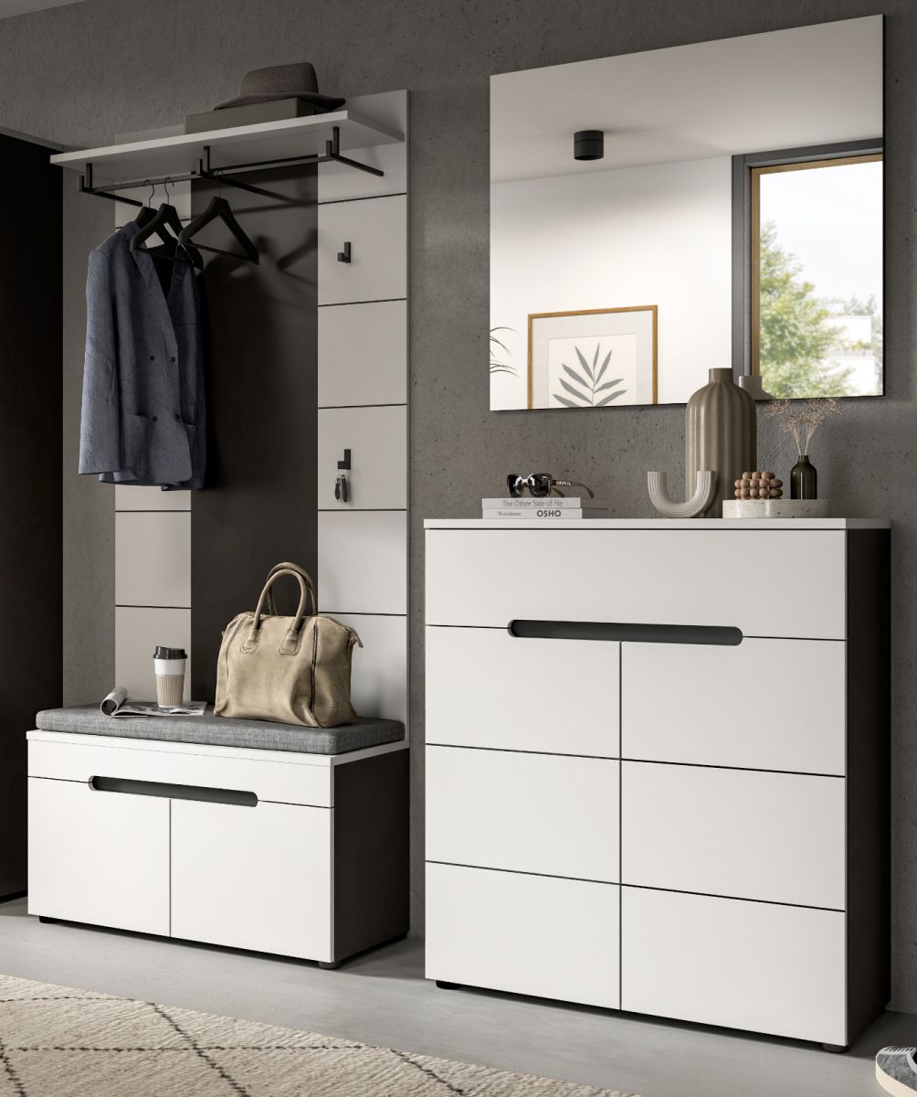 Garderobe Set 4-tlg. Cooper in weiß und grau 175 cm