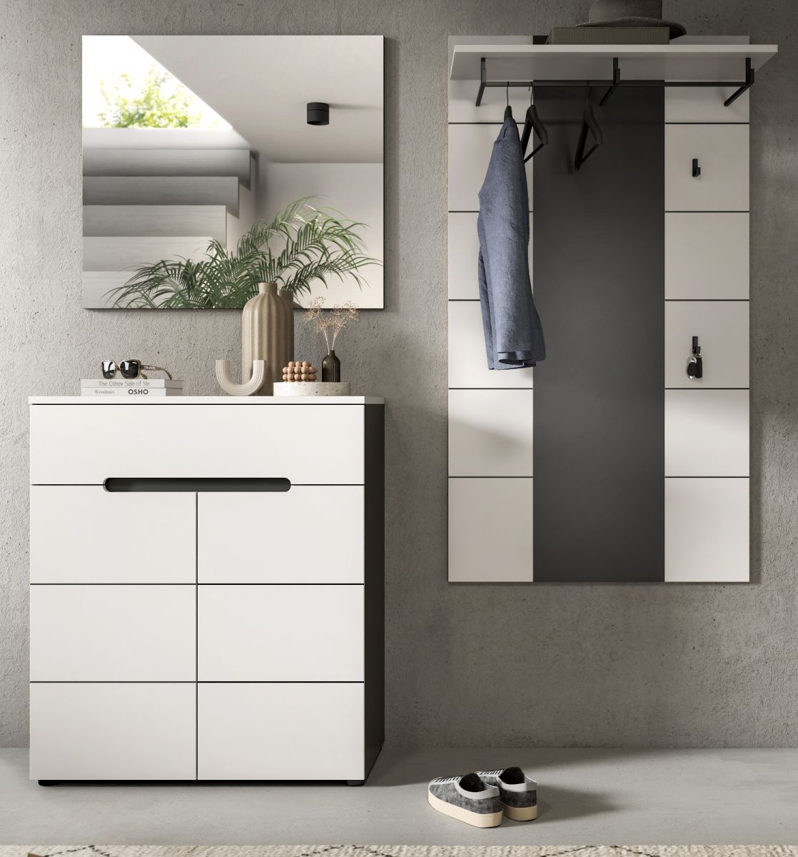 Garderobe Set 3-tlg. Cooper in weiß und grau 175 cm