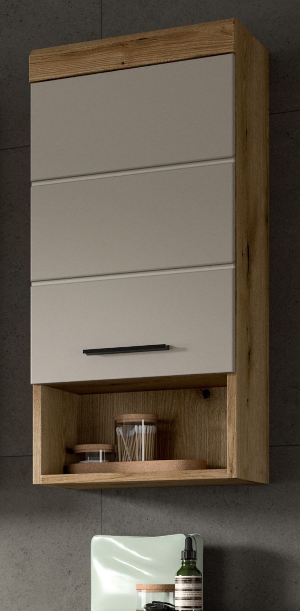 Badezimmer Hängeschrank Shawn in sand und Eiche 37 x 79 cm