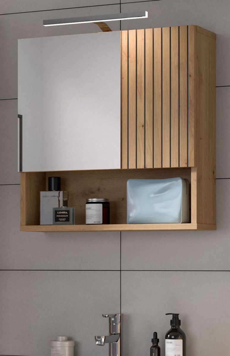 Badezimmer Spiegelschrank Livia in Eiche 54 x 55 cm