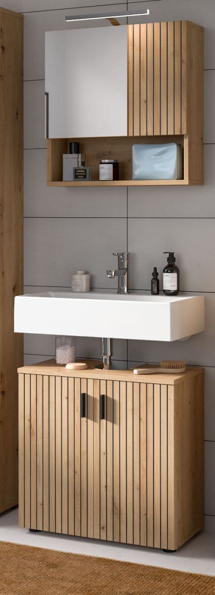 Badmöbel Set Livia in Eiche 2-teilig 60 cm