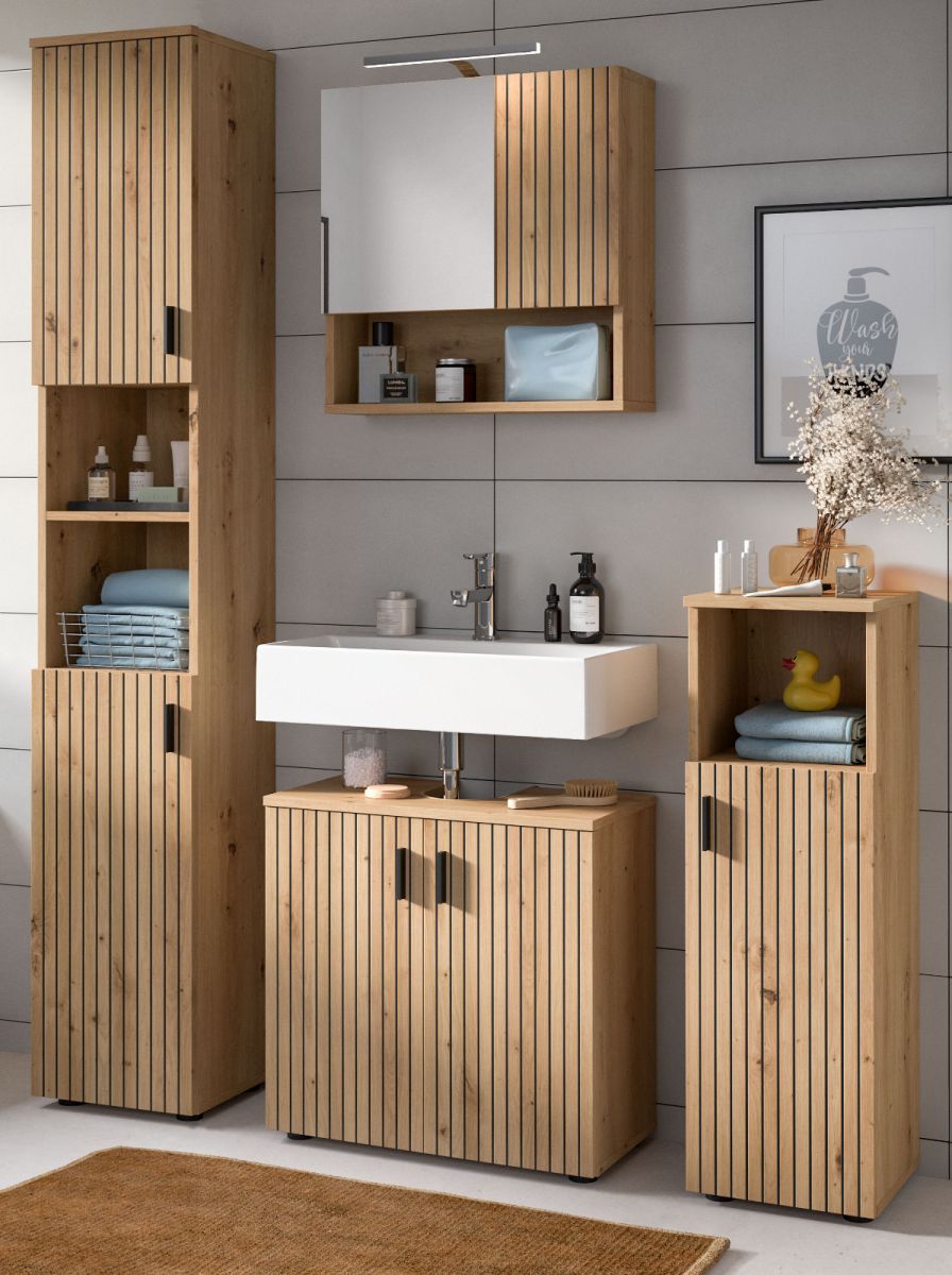 Badmöbel Set Livia in Eiche 4-teilig 150 cm