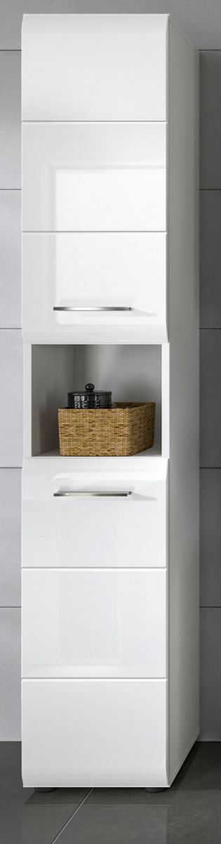 Badezimmer Hochschrank Cover in weiß Hochglanz 30 x 185 cm