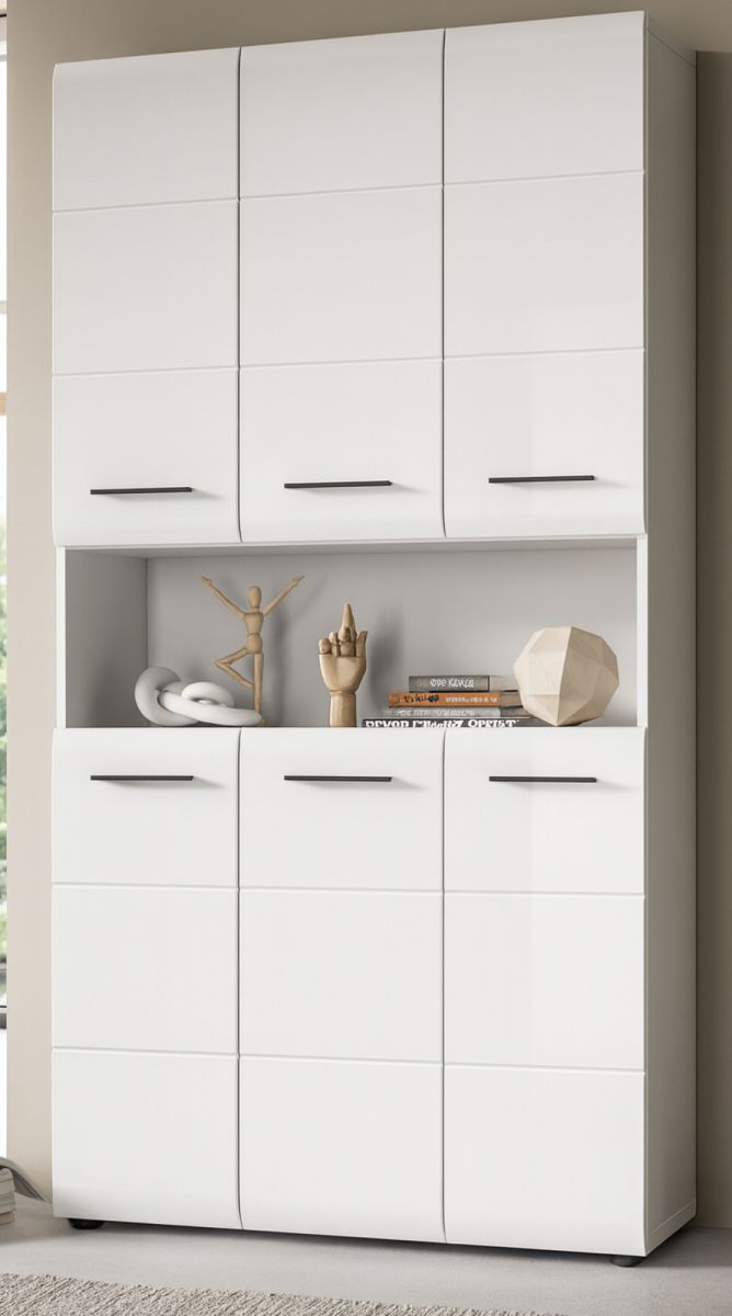 Badezimmer Hochschrank Cover in weiß Hochglanz 90 x 185 cm