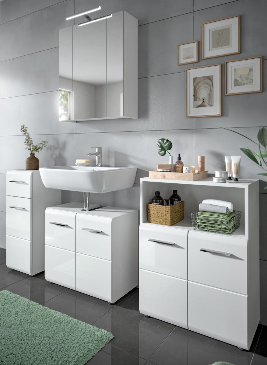 Badmöbel Set Cover in weiß Hochglanz 4-teilig 180 cm