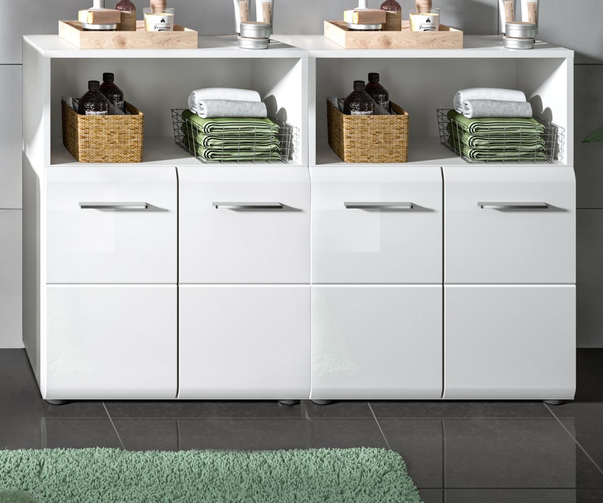 Badezimmer Kommode Set Cover in weiß Hochglanz 120 x 80 cm