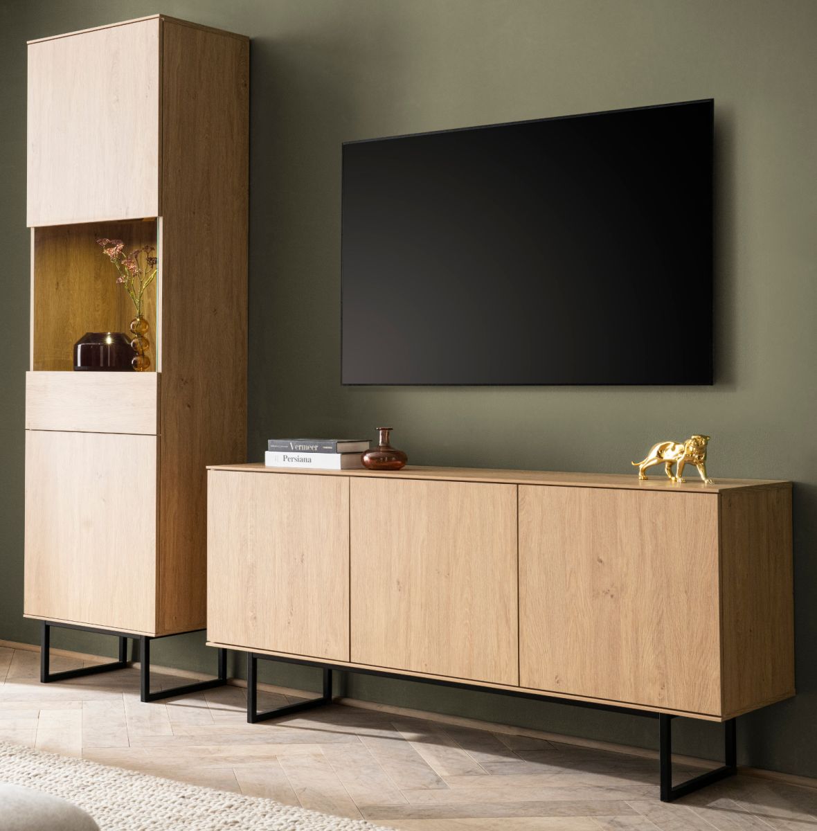 Wohnwand Breda in Eiche 220 x 200 cm