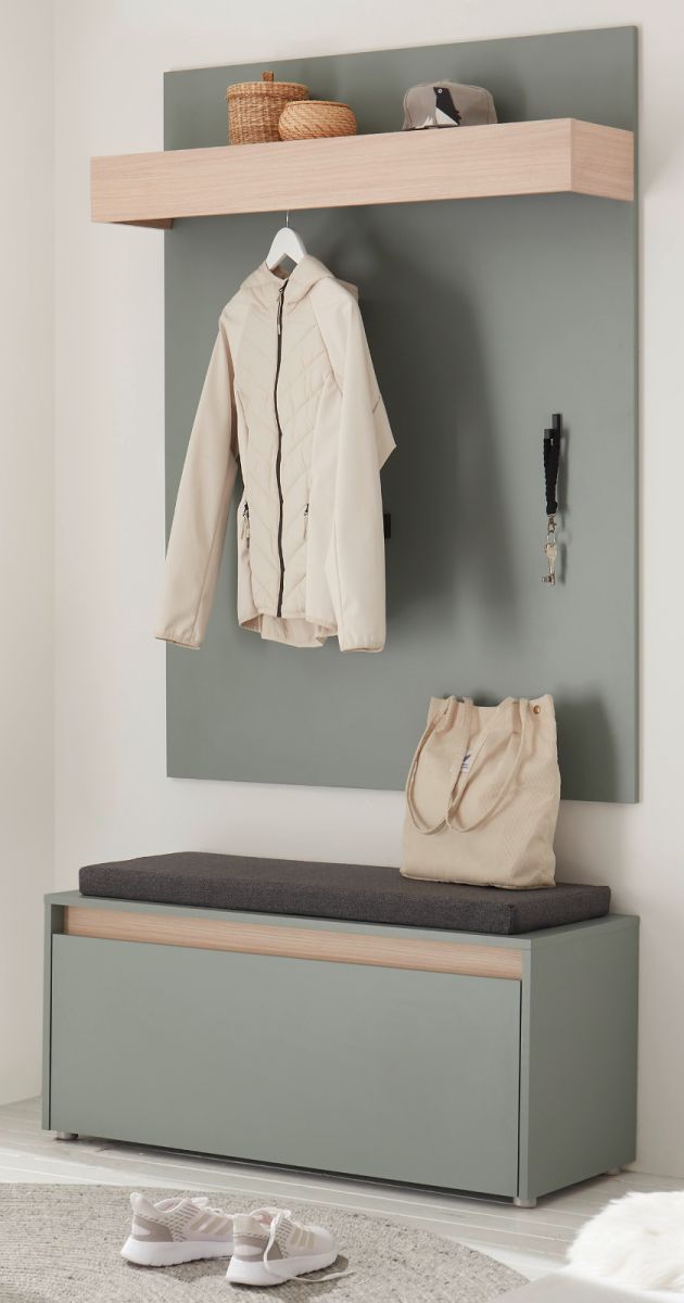 Garderobe Set 3-tlg. Center in Salbei und Eiche 100 x 200 cm