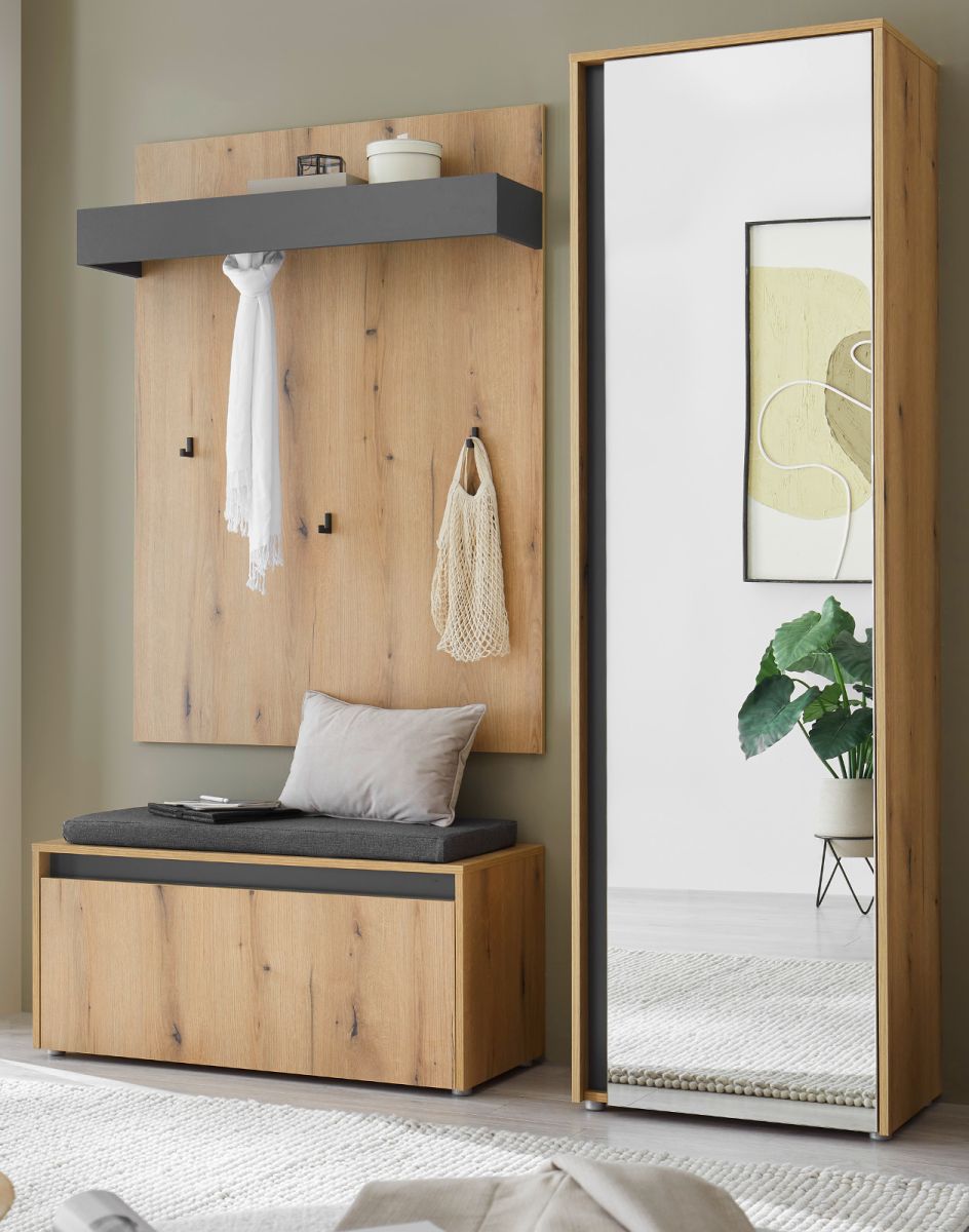 Garderobe Set 4-tlg. Center in Eiche 170 x 200 cm