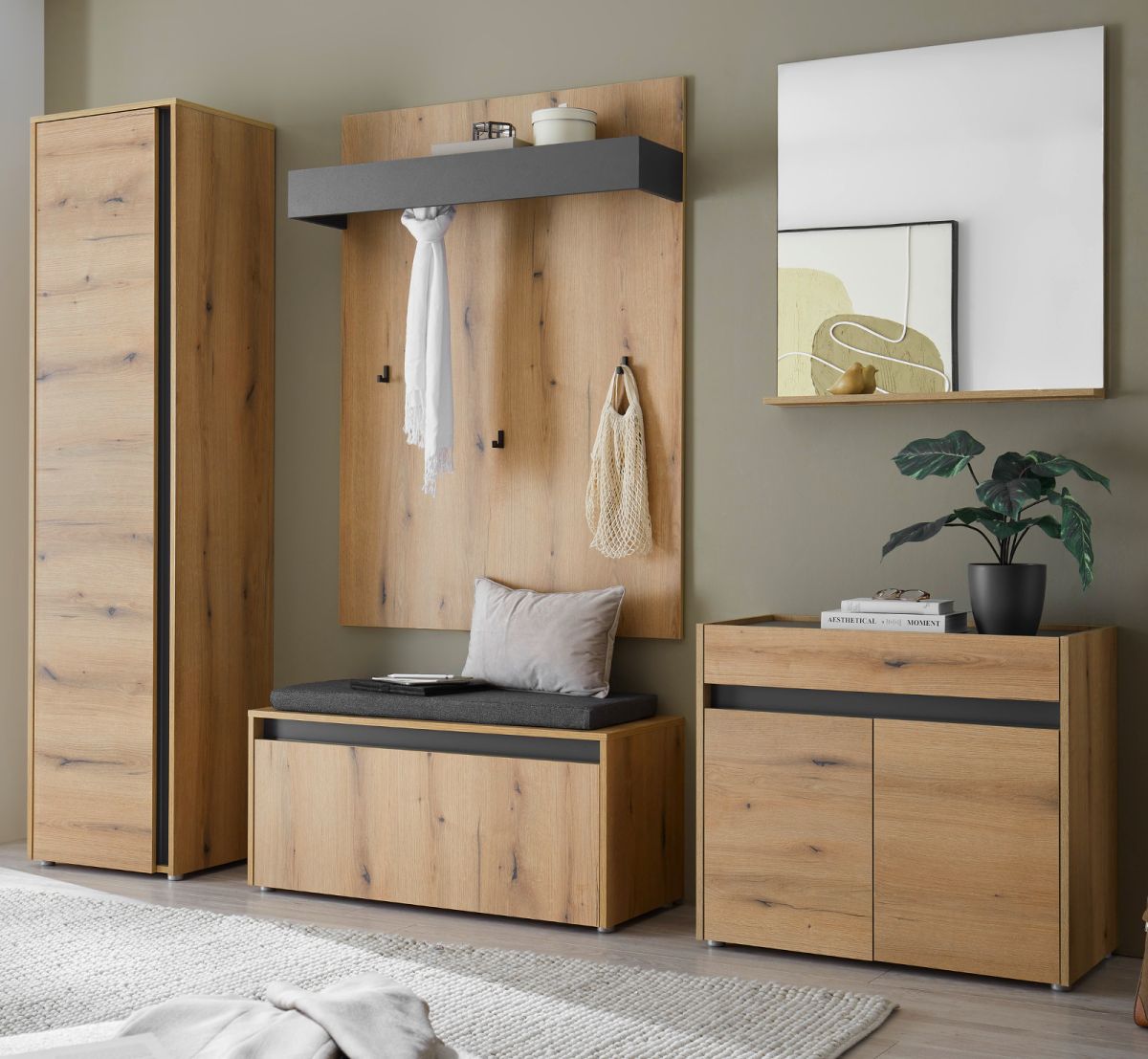 Garderobe Set 6-tlg. Center in Eiche 260 x 200 cm