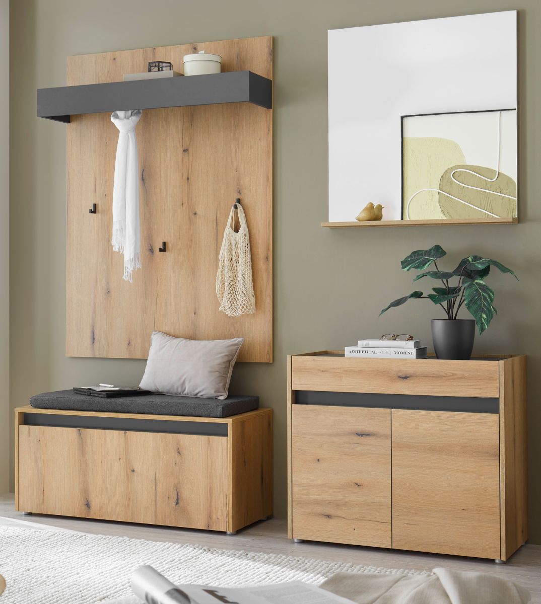 Garderobe Set 5-tlg. Center in Eiche 190 x 200 cm