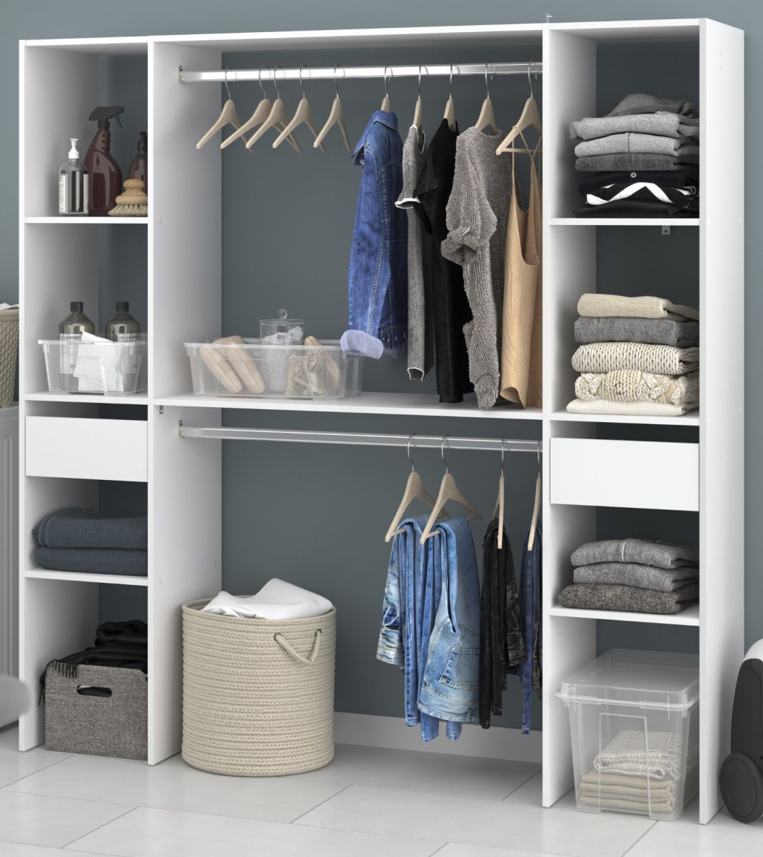 Parisot Kleiderschrank Combi in weiß 176 cm