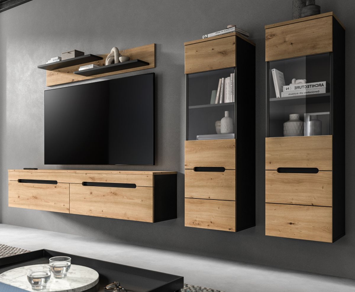 Wohnwand Cooper in Eiche und grau 272 cm