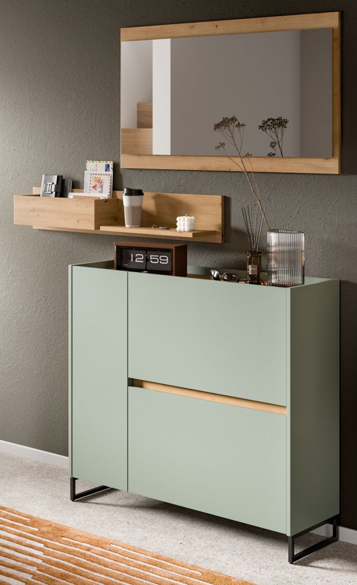 Garderobe Set 3-tlg. Borga in salbei und Eiche 140 cm