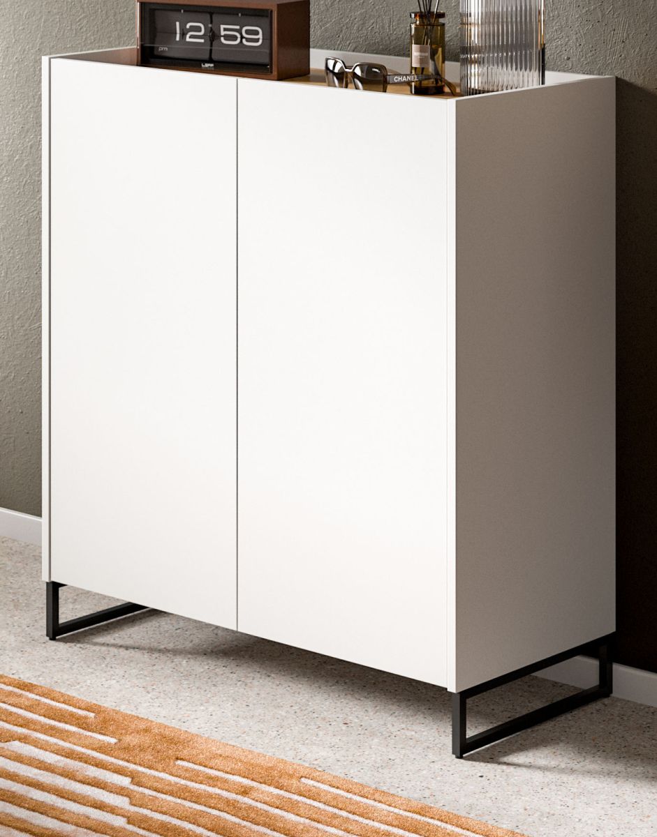 Schuhschrank Borga in weiß und Eiche 90 x 97 cm