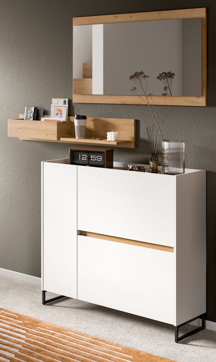Garderobe Set 3-tlg. Borga in weiß und Eiche 140 cm