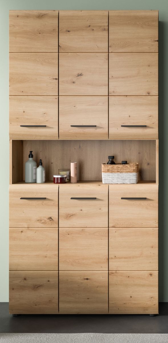 Badezimmer Hochschrank Cover in Eiche 90 x 185 cm