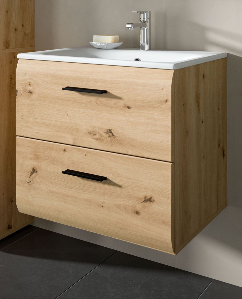 Waschtisch hängend mit Waschbecken Cover in Eiche 60 cm