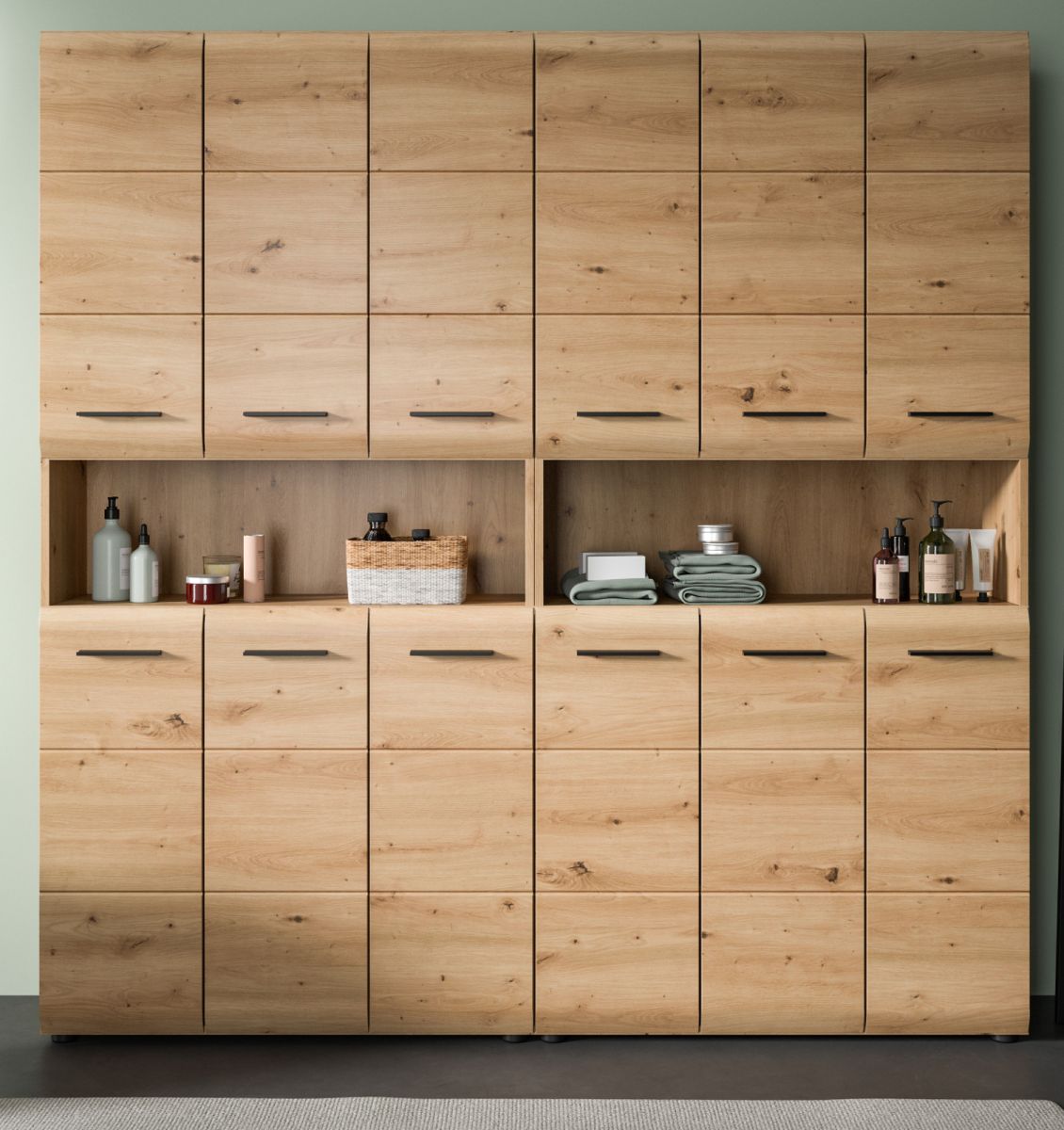 Badezimmer Hochschrank Set Cover in Eiche 180 x 185 cm