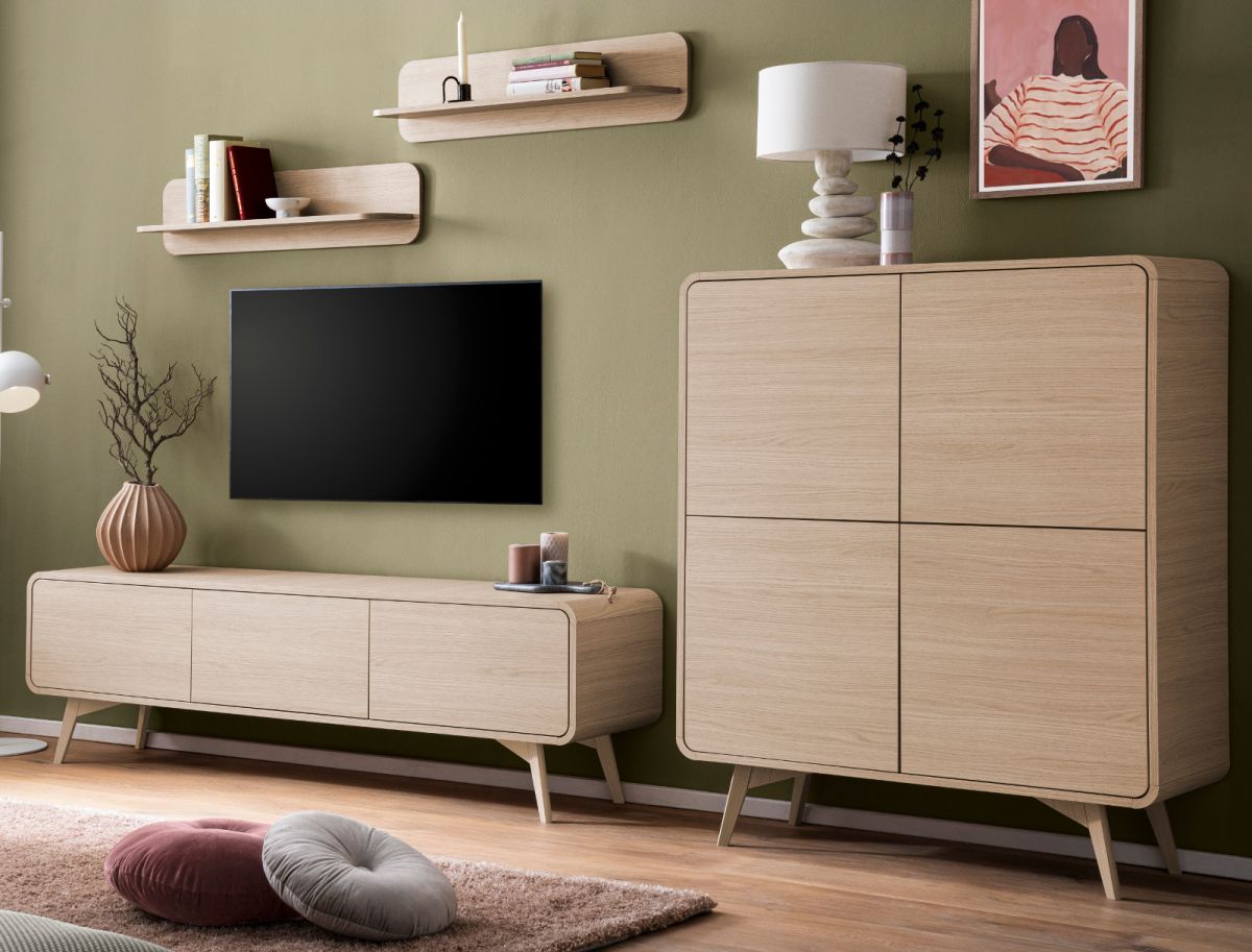 Wohnwand 4-teilig Elverum in Eiche natur 308 cm