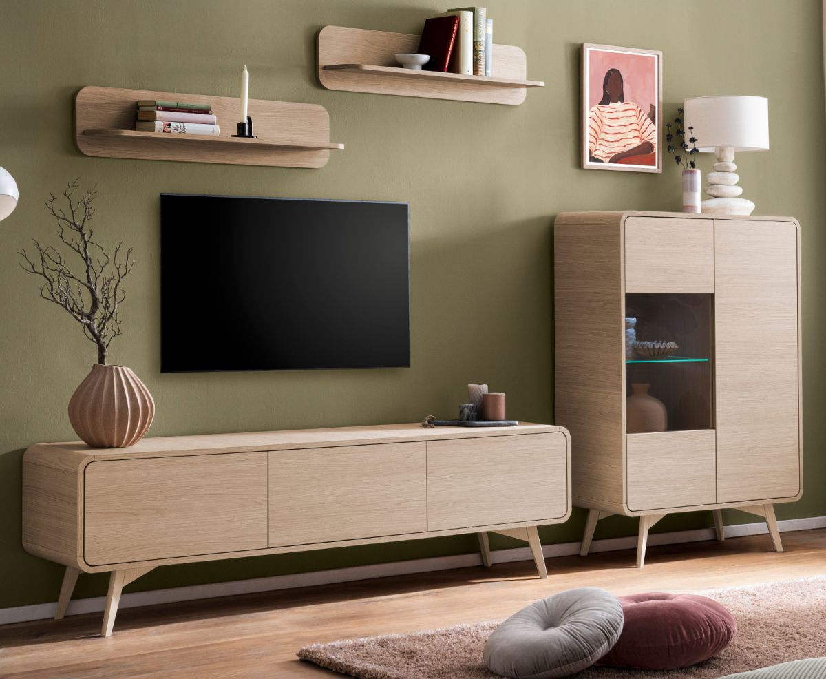 Wohnwand 4-teilig Elverum in Eiche natur 290 cm