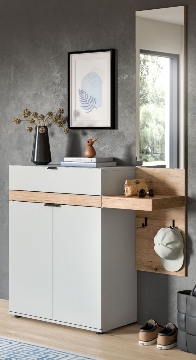 Garderobe Set 2-tlg. Janko in grau und Eiche 110 cm