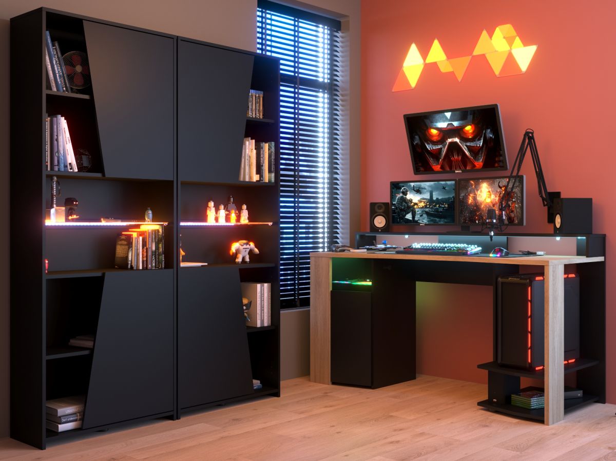 Parisot Meta Gaming Set in schwarz und Eiche mit LED