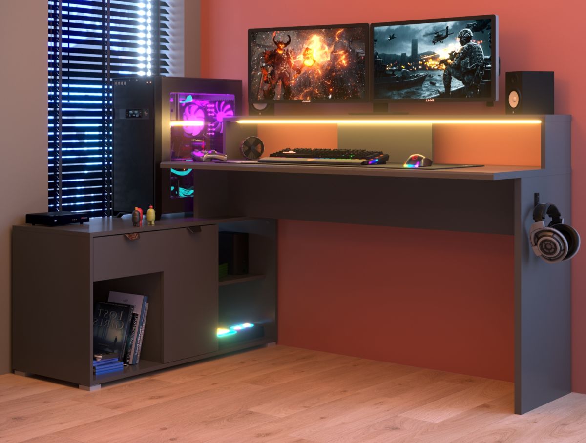 Parisot Gamingtisch Work in grau Gaming Tisch mit LED