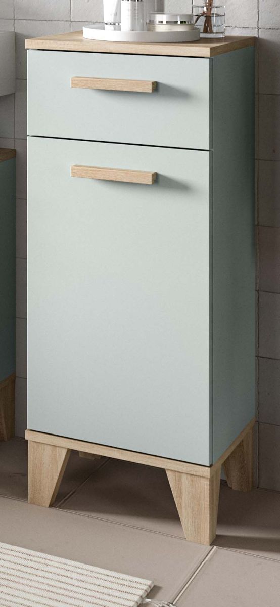 Badezimmer Kommode Luna in grün und Eiche 34  x 87 cm