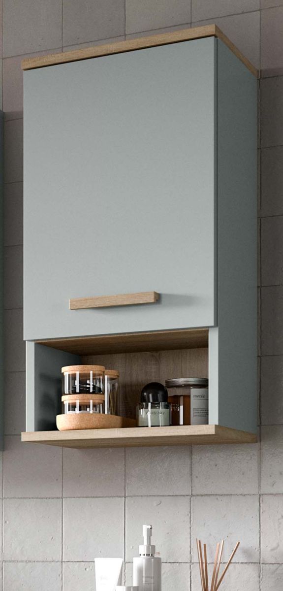 Badezimmer Hängeschrank Luna in grün und Eiche 34  x 68 cm
